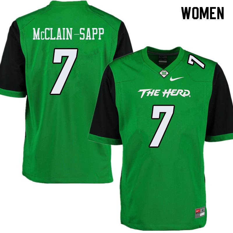 Women #7 Jaylon McClain-Sapp Marshall Thundering Herd College Football Jerseys Sale-Green - Click Image to Close